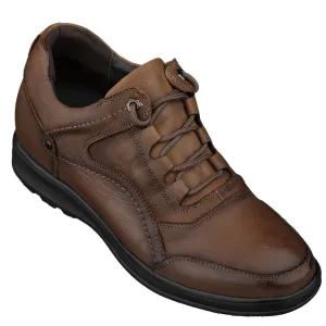 CALTO - K3044 - 2.8 Inches Taller (Brown) - Lace Up Casual Walker - Lightweight