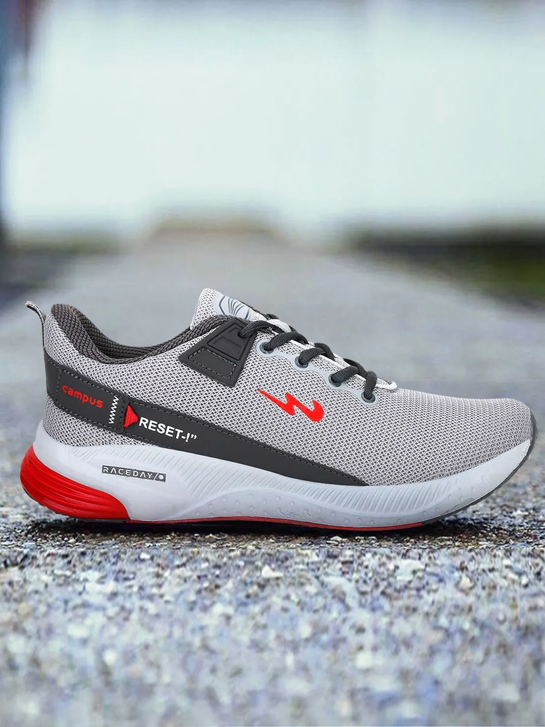 Campus Men Grey & Orange Mesh Refresh Pro Running Shoes