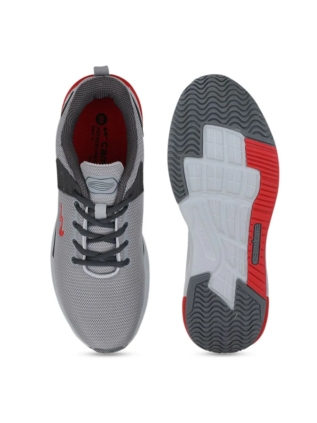 Campus Men Grey & Orange Mesh Refresh Pro Running Shoes