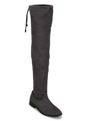 Charcoal Suede Thigh High Boots