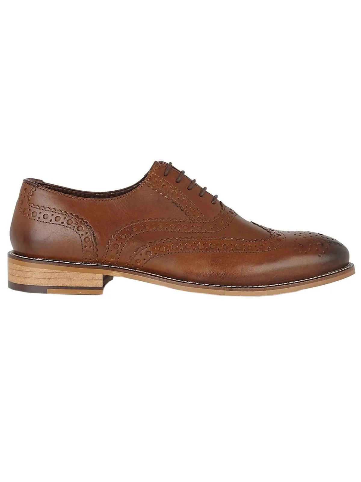 Chestnut Brown Leather Vintage Style Brogue Shoes