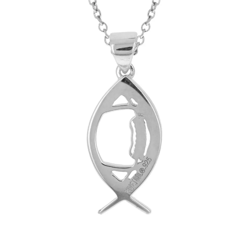 Christian Ichthys Football Necklace | Sterling Silver