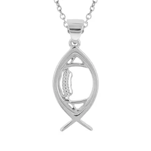 Christian Ichthys Football Necklace | Sterling Silver