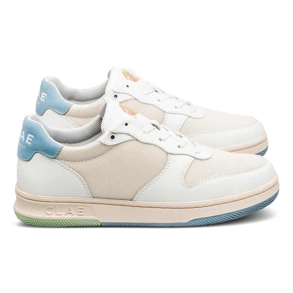 CLAE Malone Lite Limited Edition Sneaker In White Leather Blue Green Lite