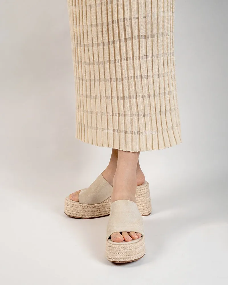 (Clean Up - US 6) Espadrilles Platform Chunky Heel Slides Wedge Sandals