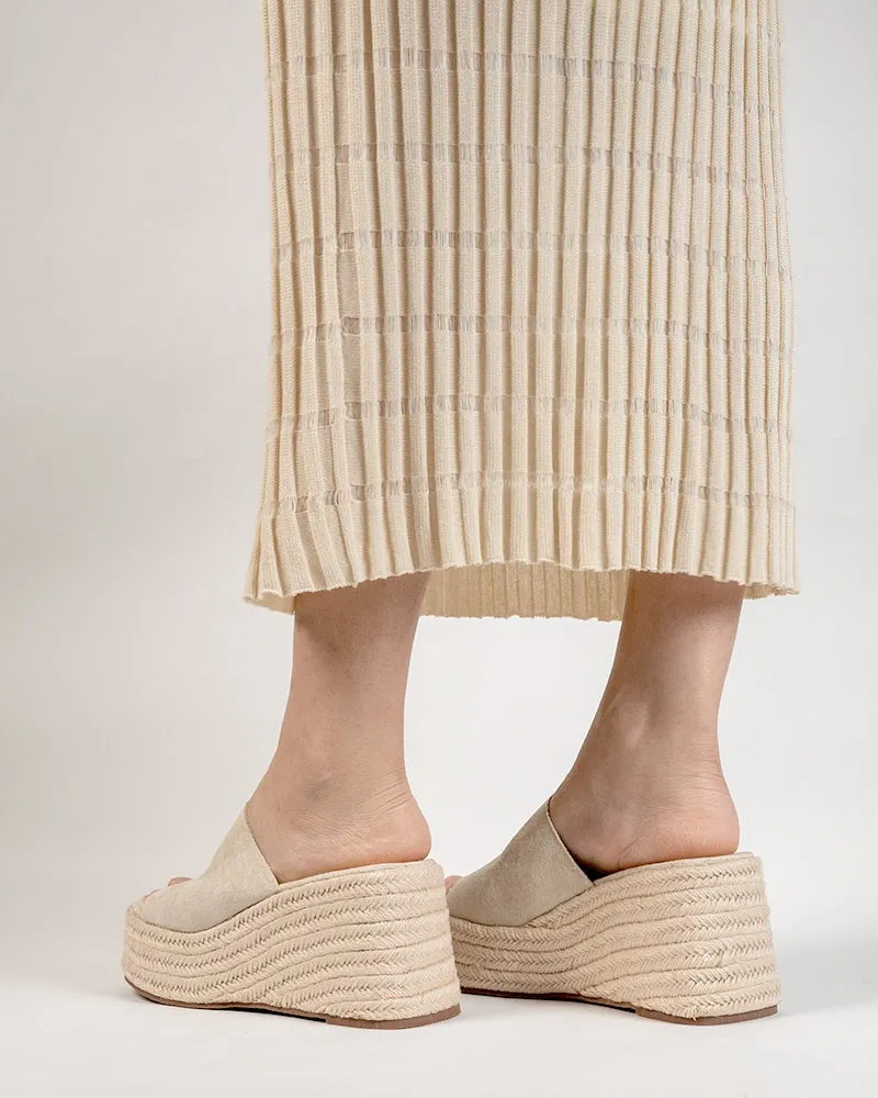 (Clean Up - US 6) Espadrilles Platform Chunky Heel Slides Wedge Sandals