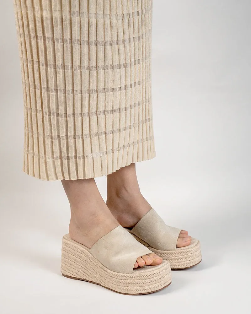 (Clean Up - US 6) Espadrilles Platform Chunky Heel Slides Wedge Sandals