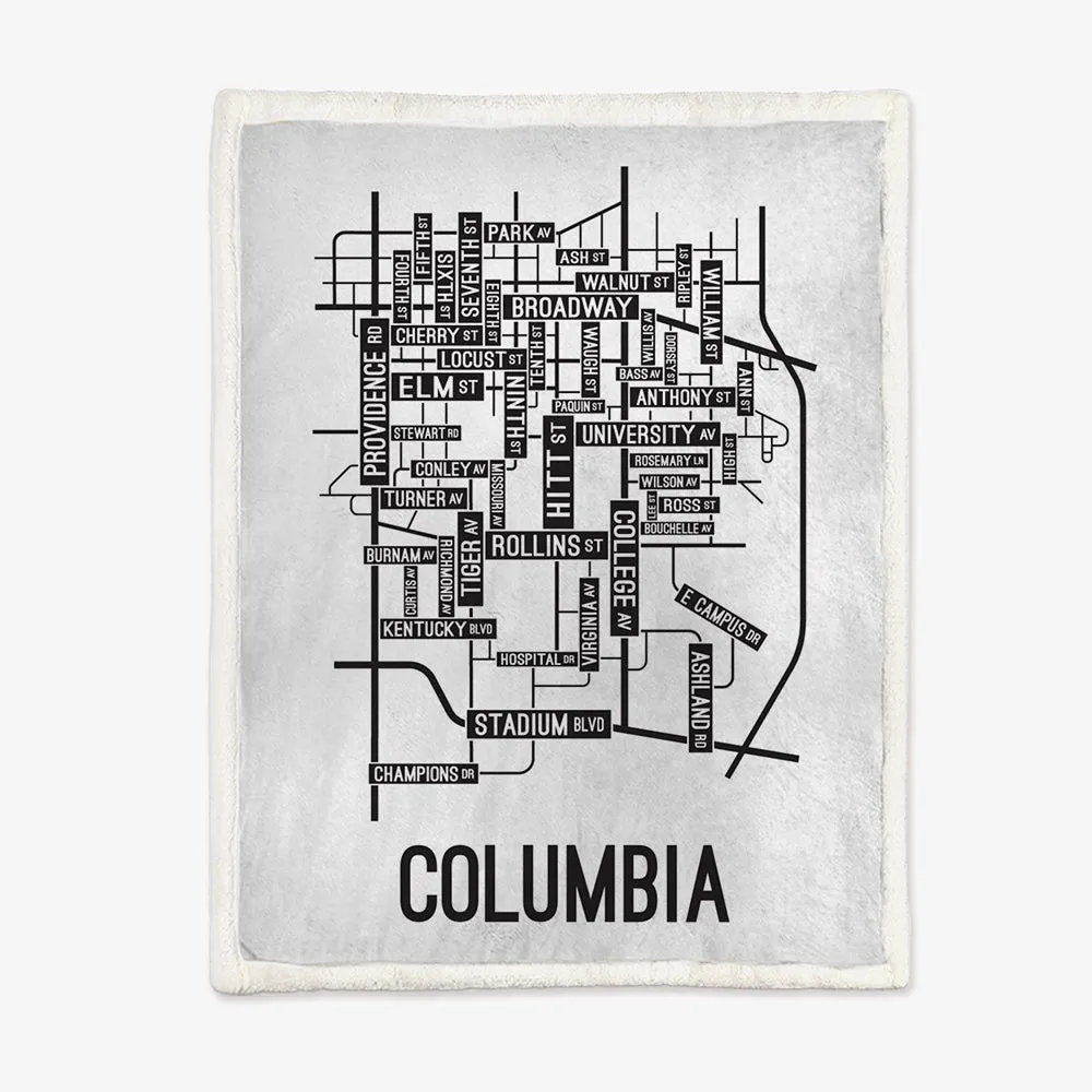 Columbia, Missouri Street Map Blanket Freshmen/Graduates Memorial Gifts