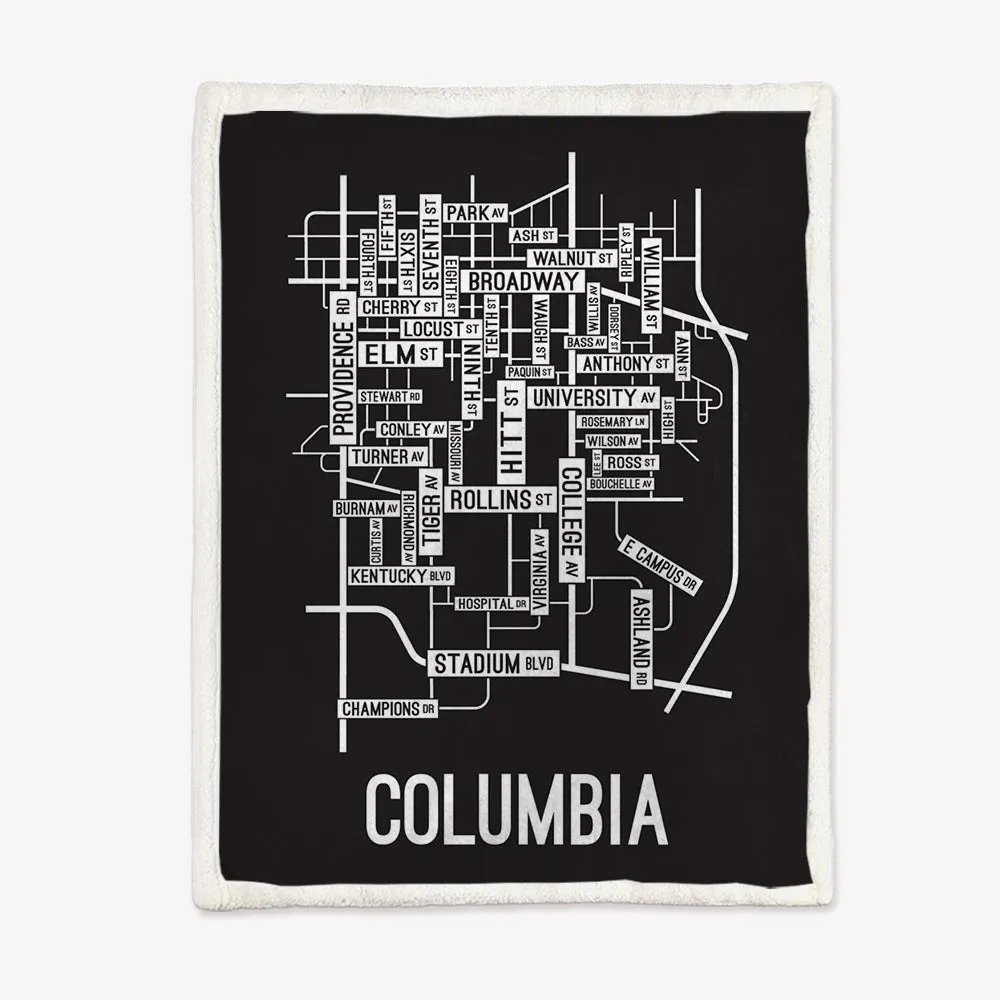 Columbia, Missouri Street Map Blanket Freshmen/Graduates Memorial Gifts