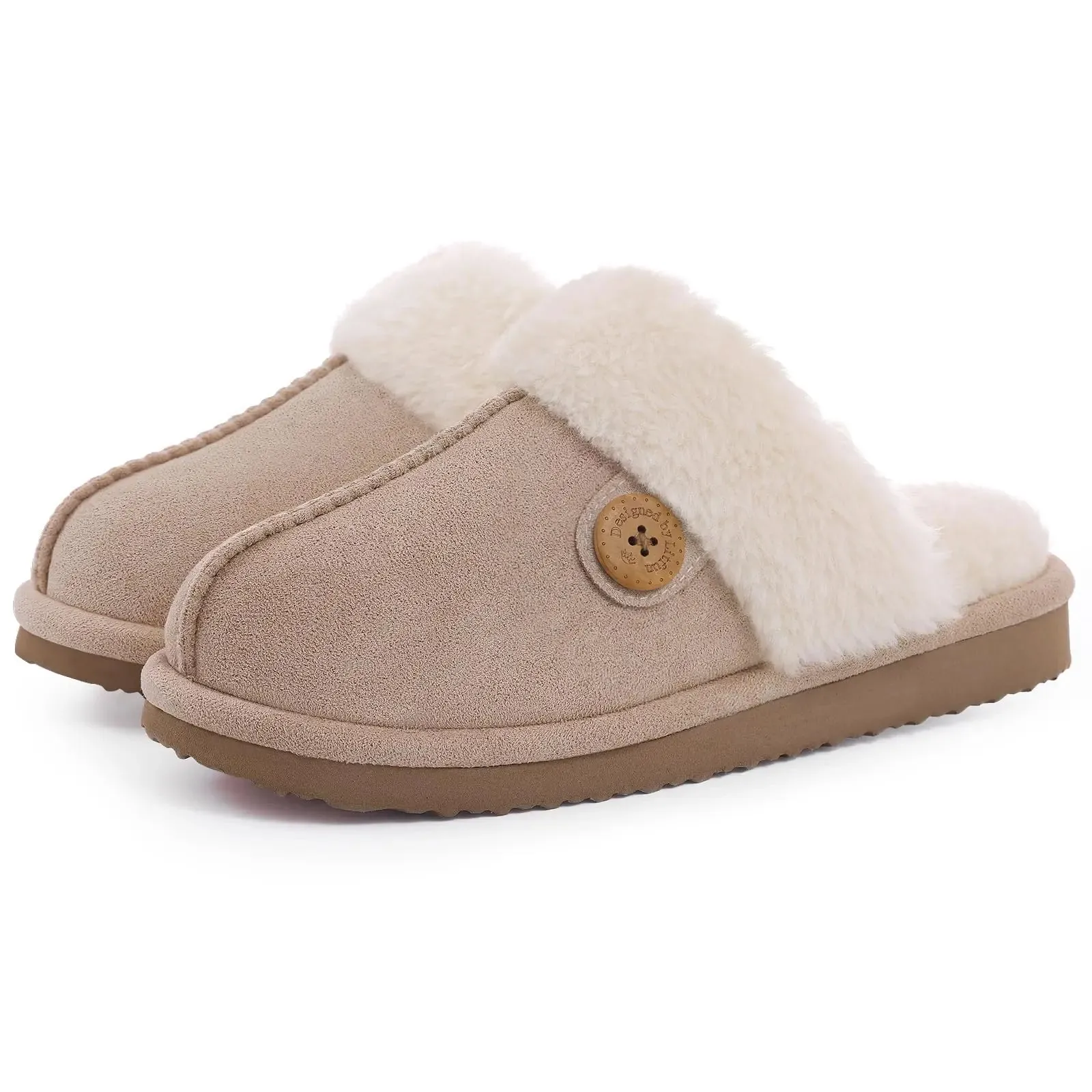 Comwarm Fluffy Fur Slippers for Women Winter Warm Home Slippers Faux Fur House Mules Shoes Indoor Bedroom Comfy Fuzzy Slides