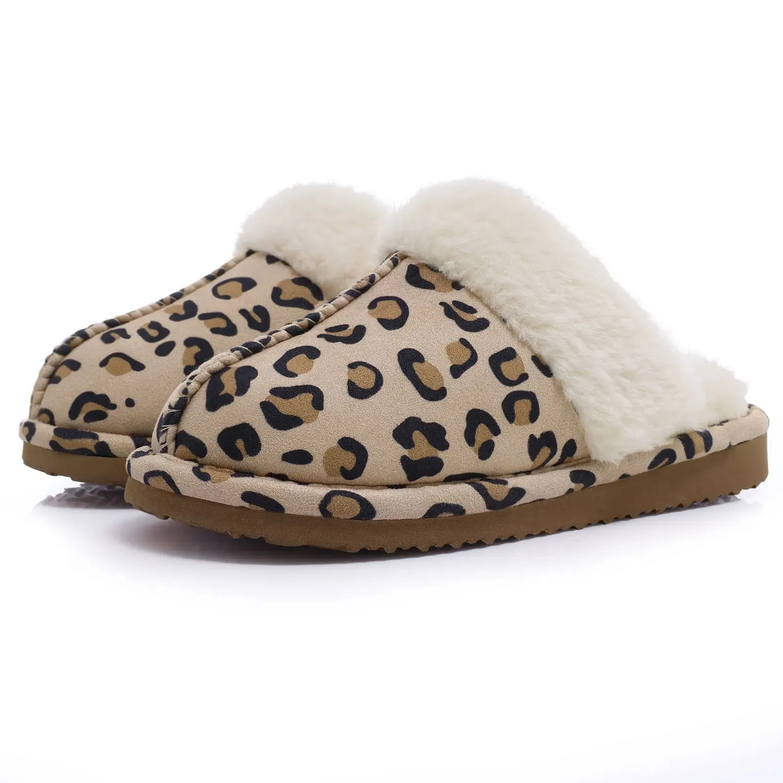 Comwarm Fluffy Fur Slippers for Women Winter Warm Home Slippers Faux Fur House Mules Shoes Indoor Bedroom Comfy Fuzzy Slides