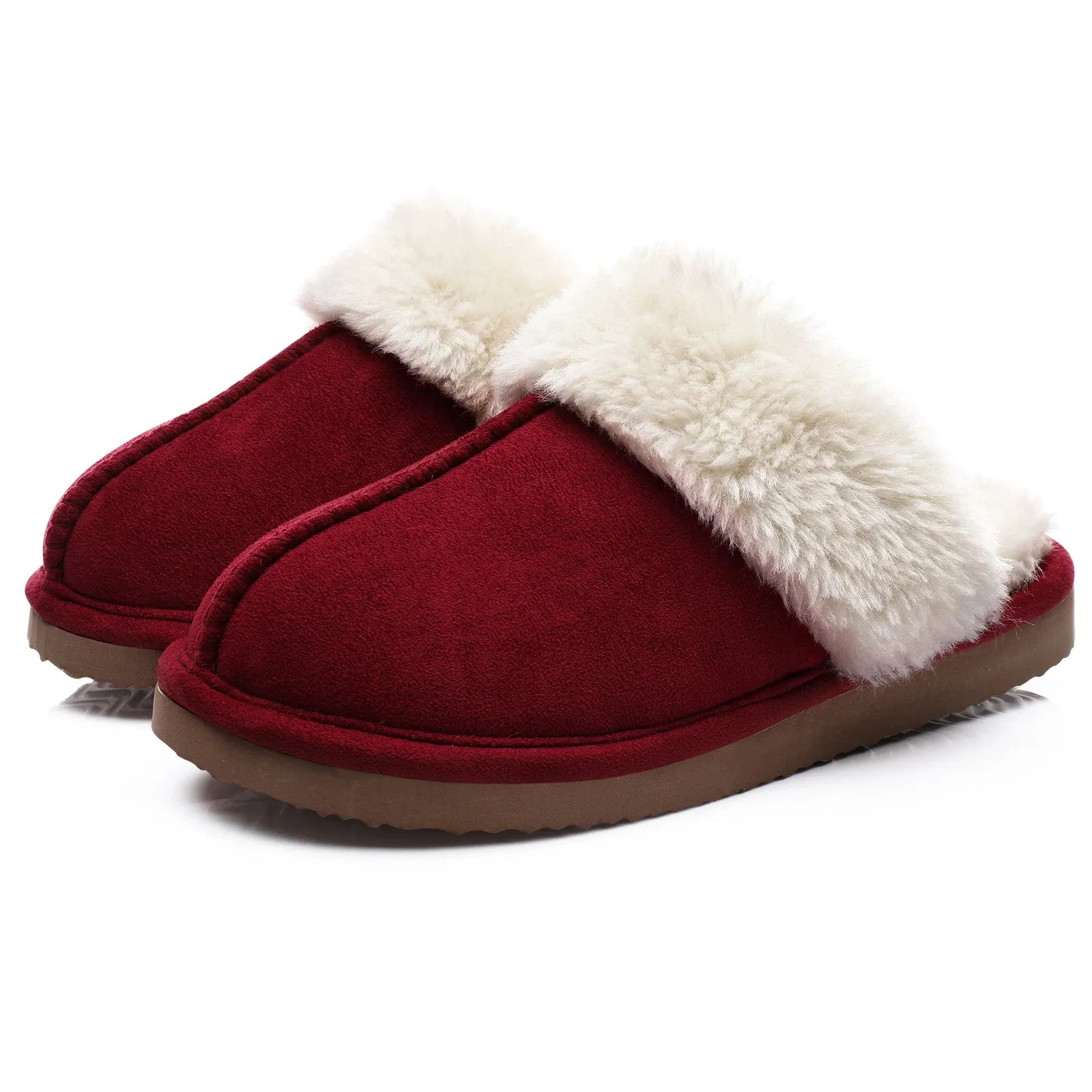 Comwarm Fluffy Fur Slippers for Women Winter Warm Home Slippers Faux Fur House Mules Shoes Indoor Bedroom Comfy Fuzzy Slides