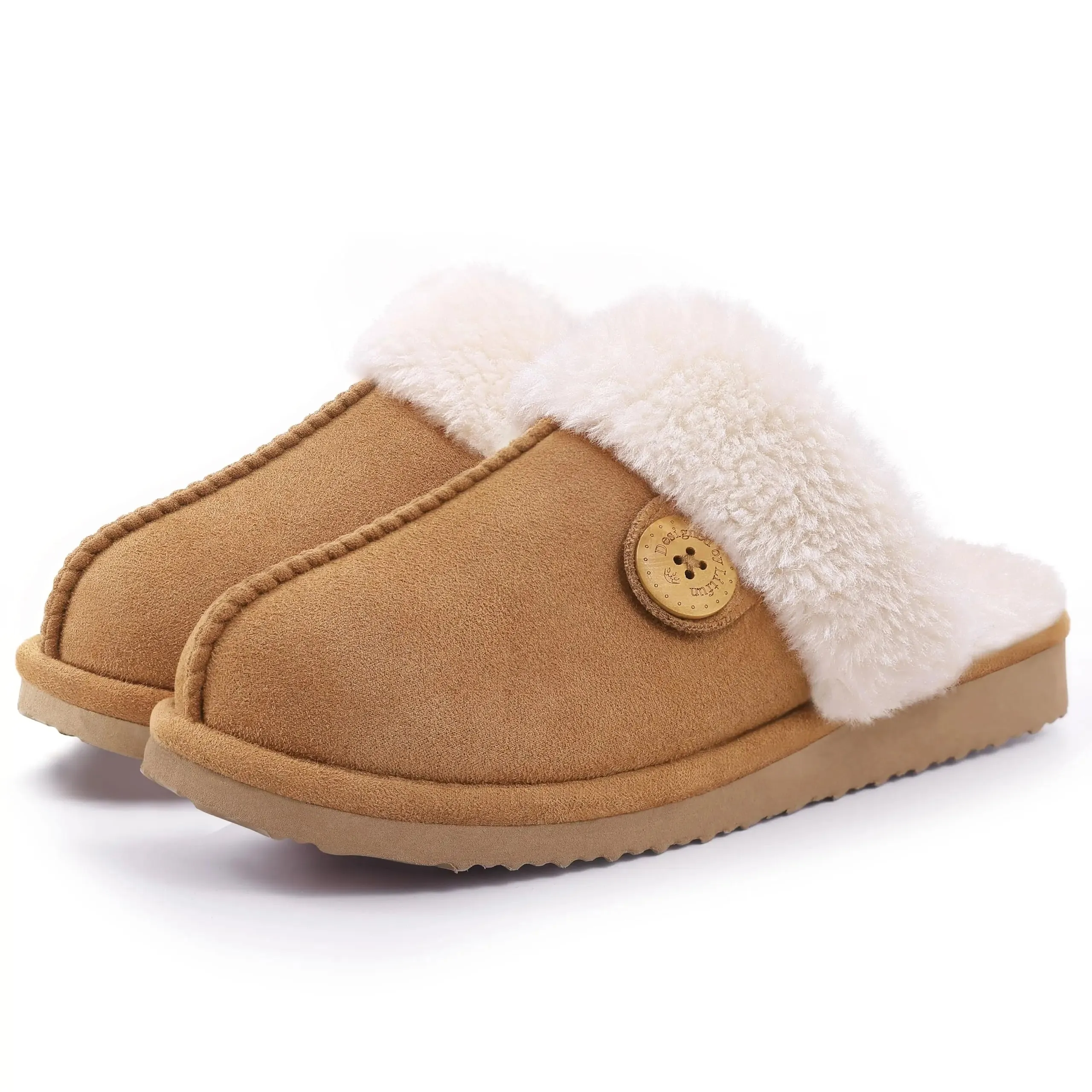 Comwarm Fluffy Fur Slippers for Women Winter Warm Home Slippers Faux Fur House Mules Shoes Indoor Bedroom Comfy Fuzzy Slides