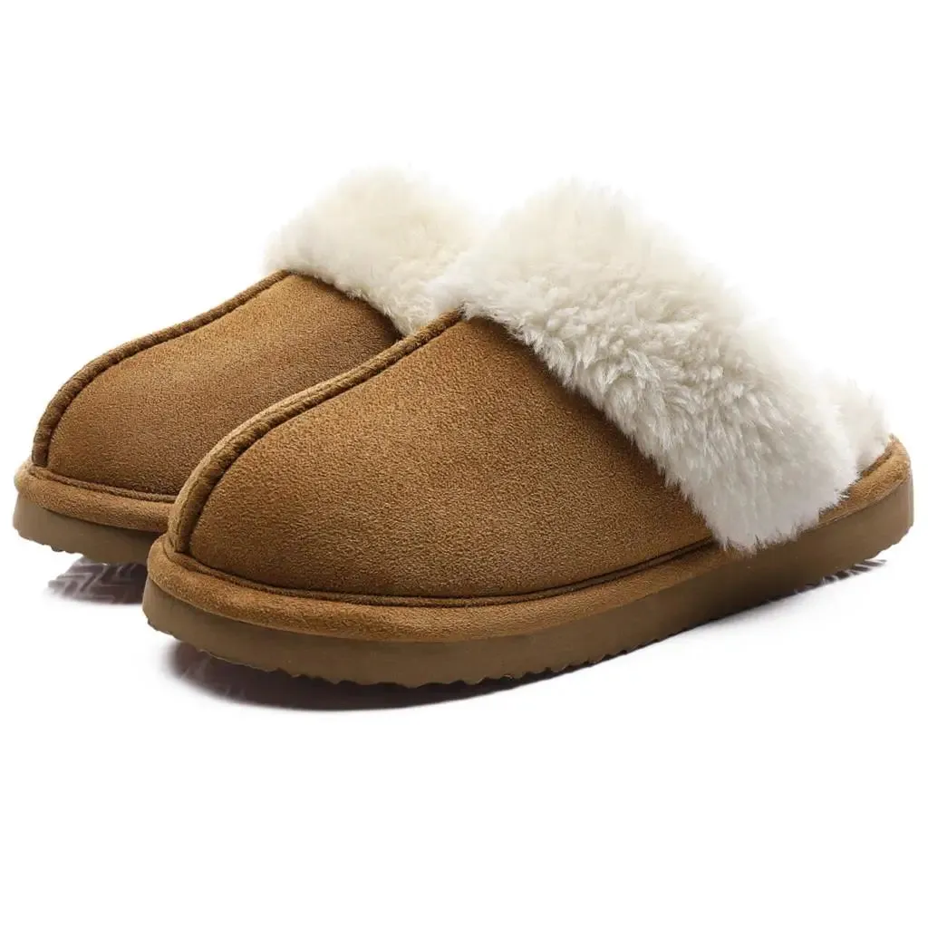 Comwarm Fluffy Fur Slippers for Women Winter Warm Home Slippers Faux Fur House Mules Shoes Indoor Bedroom Comfy Fuzzy Slides