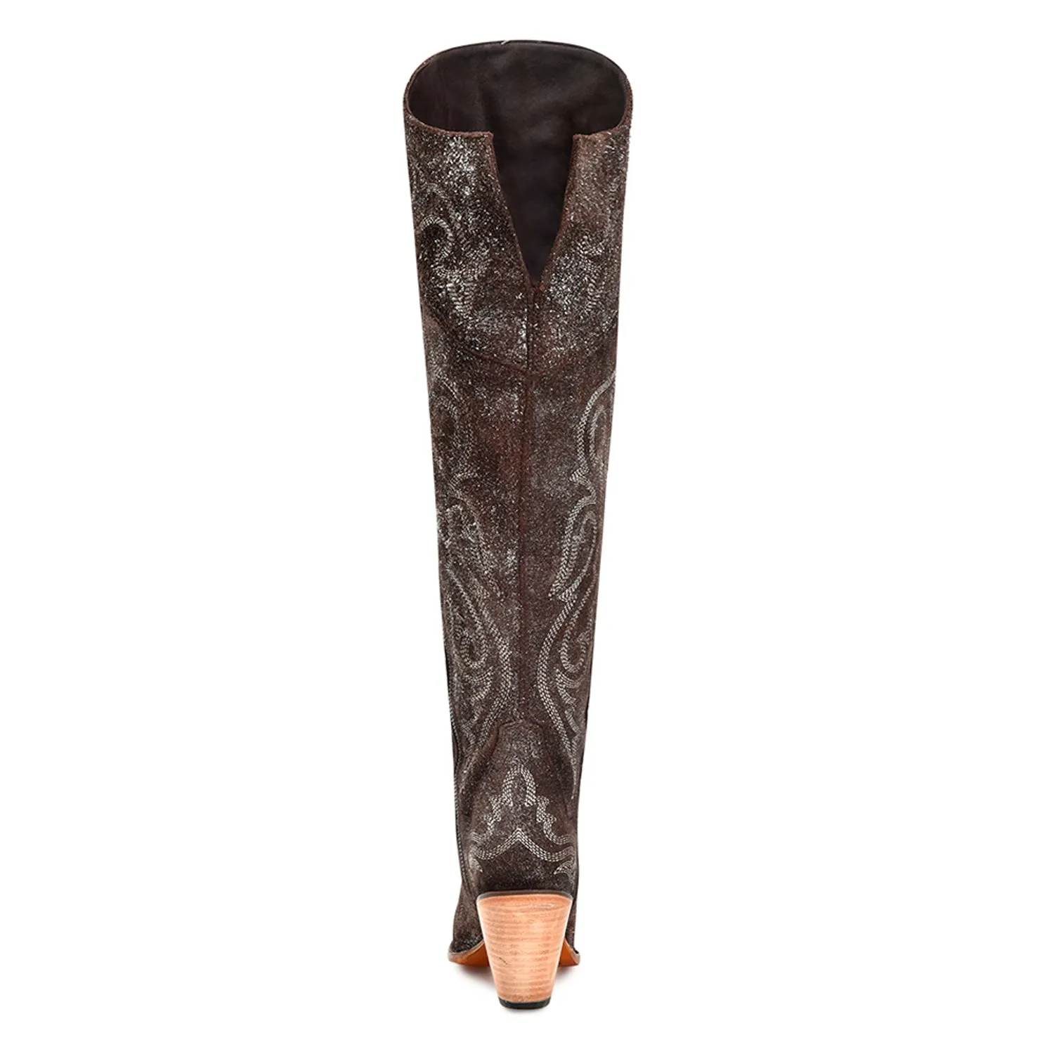 Corral Womens Tall Metallized Scrunchable Brown/Silver Cowhide 22in Cowboy Boots