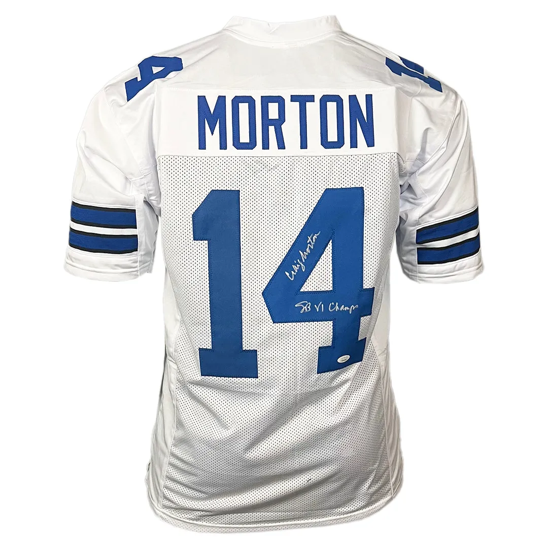 Craig Morton Signed SB VI Champs Inscription Dallas White Football Jersey (JSA)