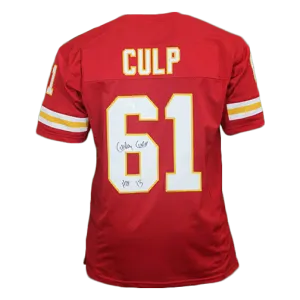 Curly Culp Autographed Pro Style Football Jersey Red (JSA) HOF 13