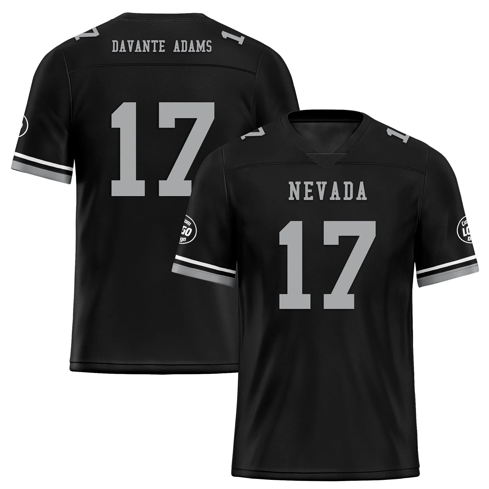 Custom Black Gray Las Vegas Football Jersey and Firesoul Sports Shoes Combo Offer Personalized Combo ZH-D020273-20