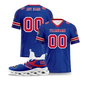 Custom Blue Buffalo Football Jersey and Sports Shoes Combo Offer Personalized Combo ZH-D025008-5