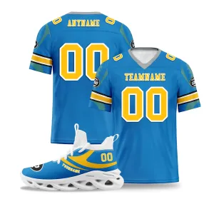 Custom Blue Los Angeles Football Jersey and Sports Shoes Combo Offer Personalized Combo ZH-D025008-24