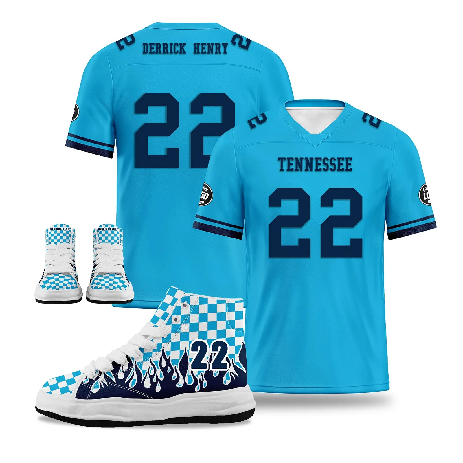 Custom Blue Tennessee Football Jersey and Firesoul Sports Shoes Combo Offer Personalized Combo ZH-D020273-32