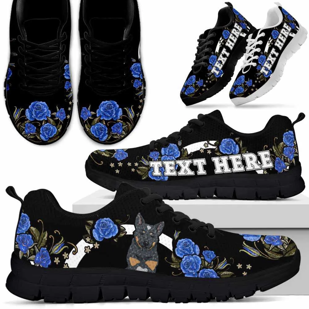 Custom Name Australian Cattle Sneaker, Heeler Dog Lovers Sneakers Gym Rose Blue Flower Running Shoes, Best Running Shoes