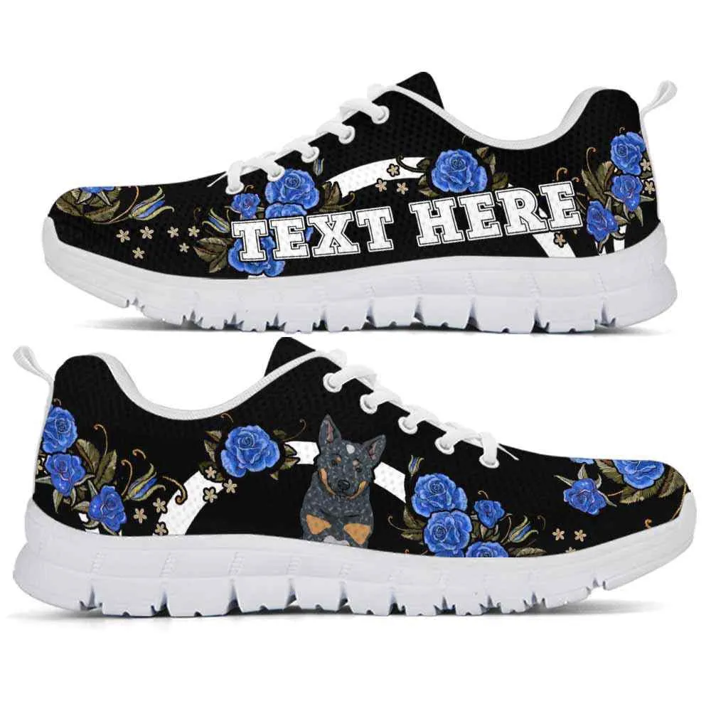 Custom Name Australian Cattle Sneaker, Heeler Dog Lovers Sneakers Gym Rose Blue Flower Running Shoes, Best Running Shoes