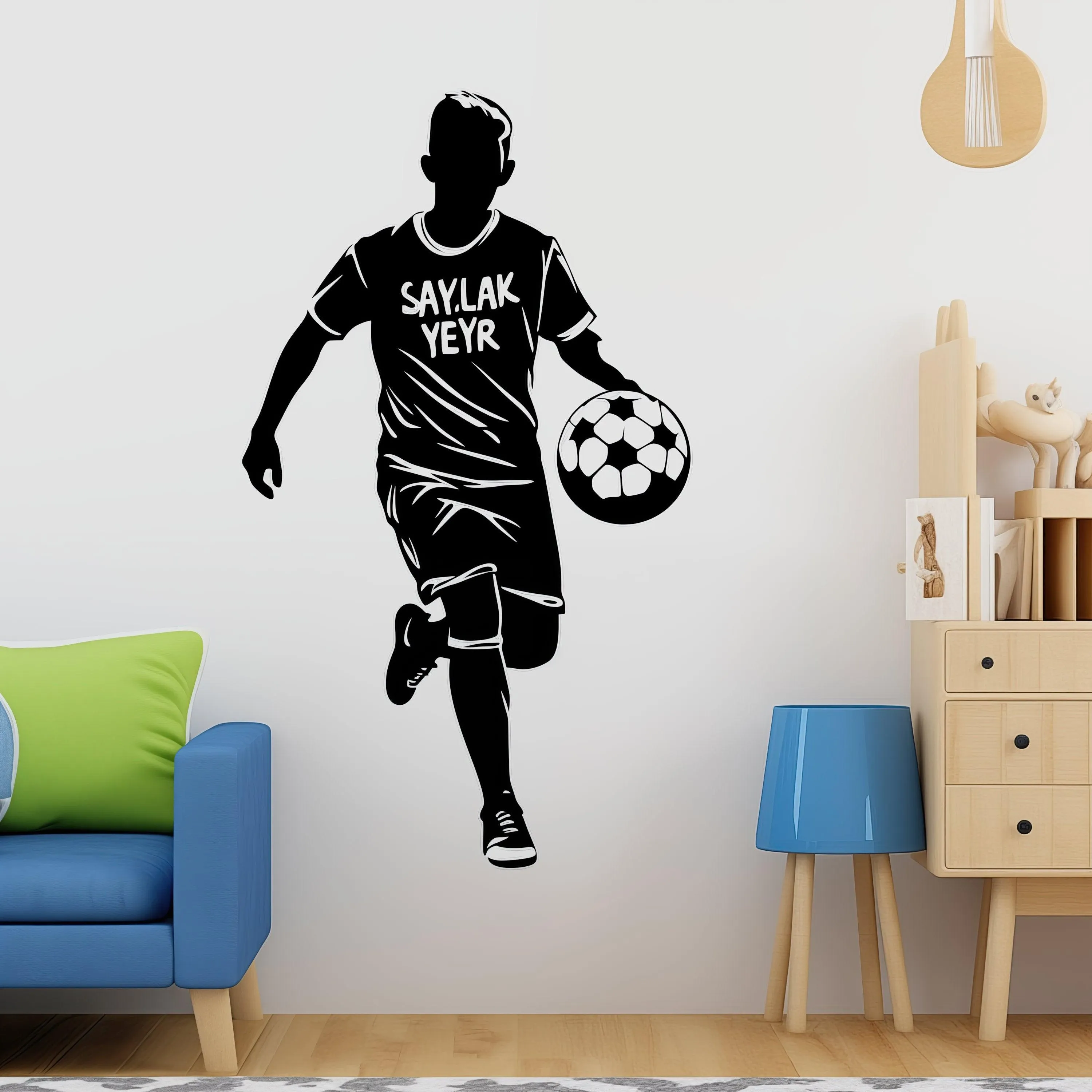 Custom Name Football Player Wall Sticker - Personalized Home Decor