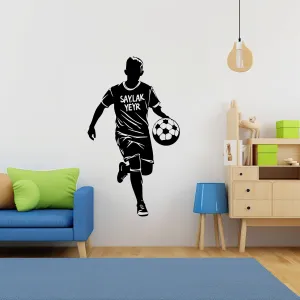 Custom Name Football Player Wall Sticker - Personalized Home Decor