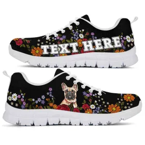 Custom Name Frenchie Sneaker, Frenchie Colorful Flower Floral Dog Lovers Sneakers Gym Running Shoes, Best Running Shoes