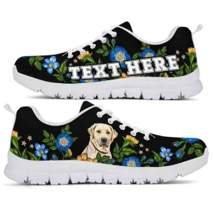 Custom Name Labrador Retriever Sneaker, Lab Colorful Floral Flower Dog Lovers Sneakers Gym Running Shoes, Best Running Shoes