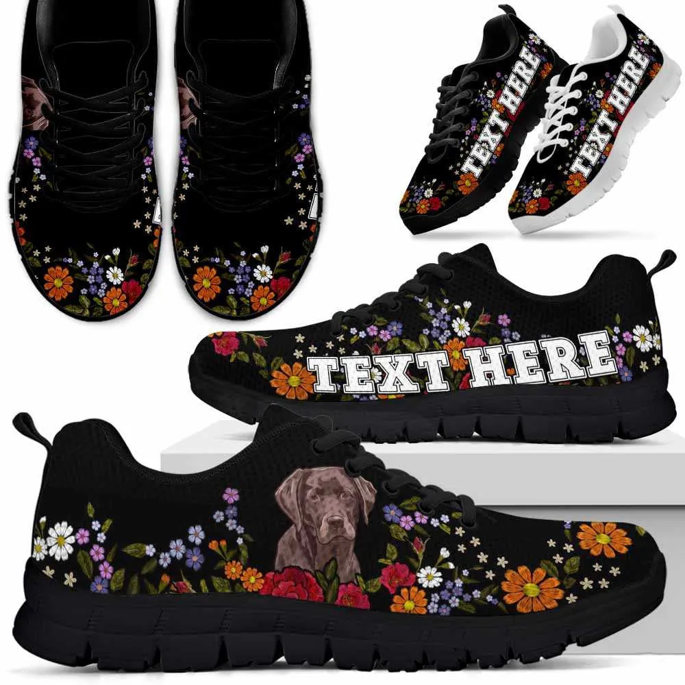 Custom Name Labrador Retriever Sneaker, Lab Colorful Flower Floral Dog Lovers Sneakers Gym Running Shoes, Best Running Shoes