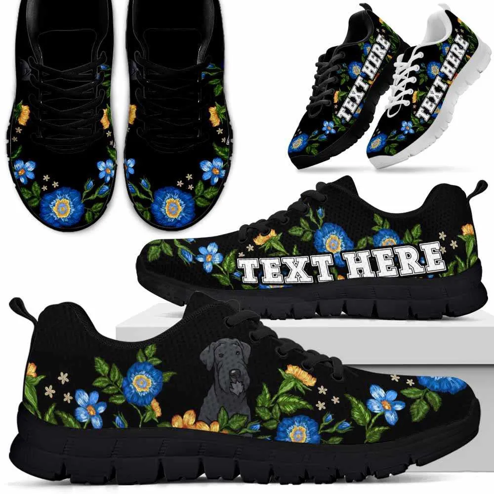 Custom Name Schnauzer Sneaker, Schnauzer Colorful Floral Flower Dog Lovers Sneakers Gym Running Shoes, Best Running Shoes