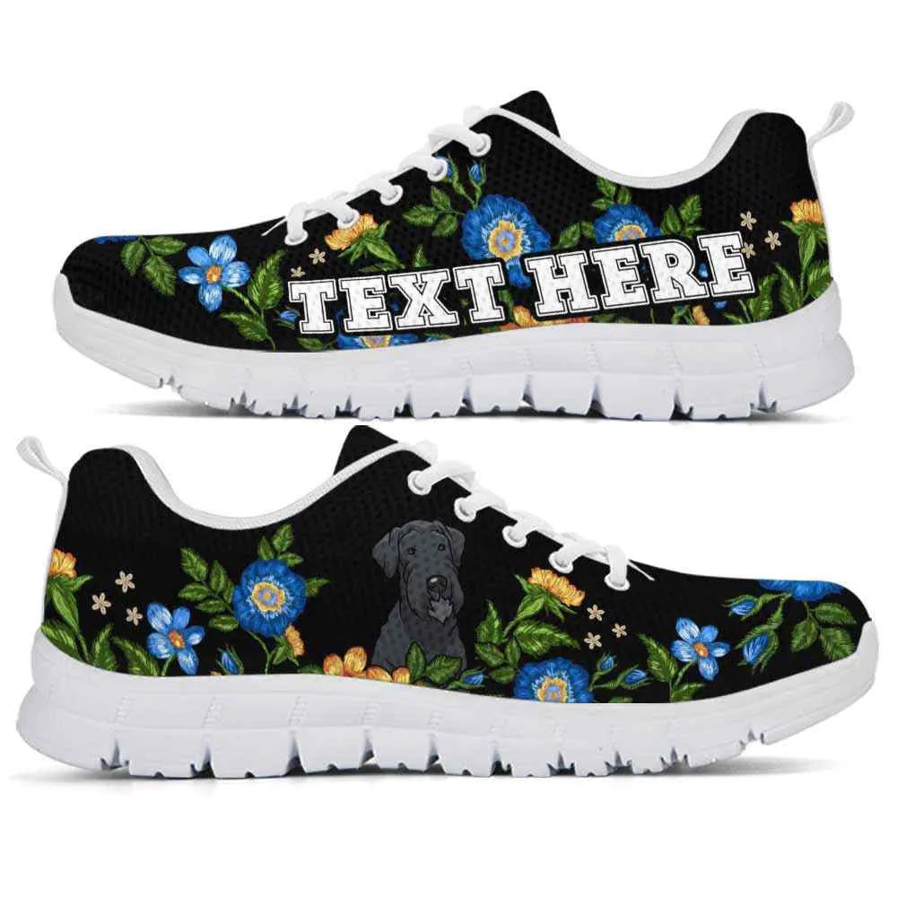 Custom Name Schnauzer Sneaker, Schnauzer Colorful Floral Flower Dog Lovers Sneakers Gym Running Shoes, Best Running Shoes