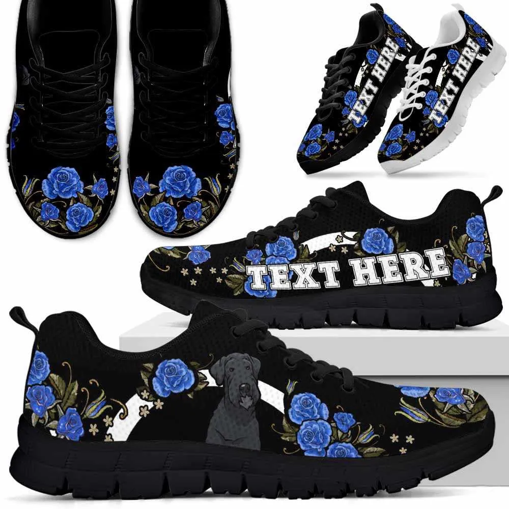 Custom Name Schnauzer Sneaker, Schnauzer Dog Lovers Sneakers Gym Rose Blue Flower Running Shoes, Best Running Shoes