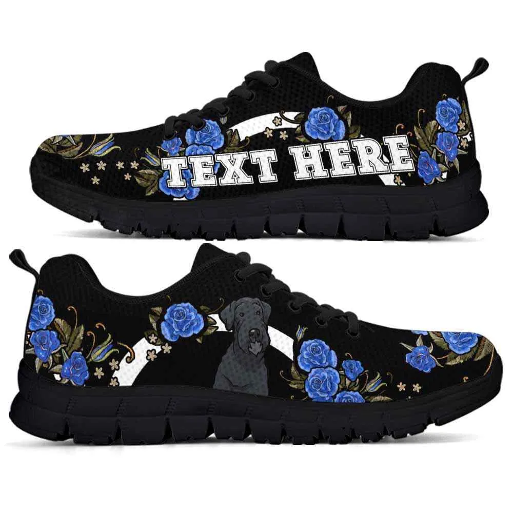 Custom Name Schnauzer Sneaker, Schnauzer Dog Lovers Sneakers Gym Rose Blue Flower Running Shoes, Best Running Shoes