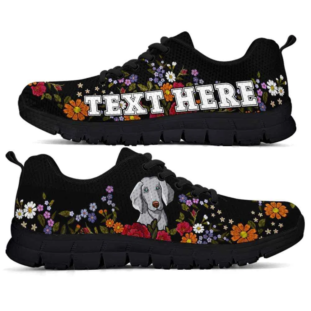 Custom Name Weimaraner Sneaker, Weimaraner Colorful Flower Floral Dog Lovers Sneakers Gym Running Shoes, Best Running Shoes