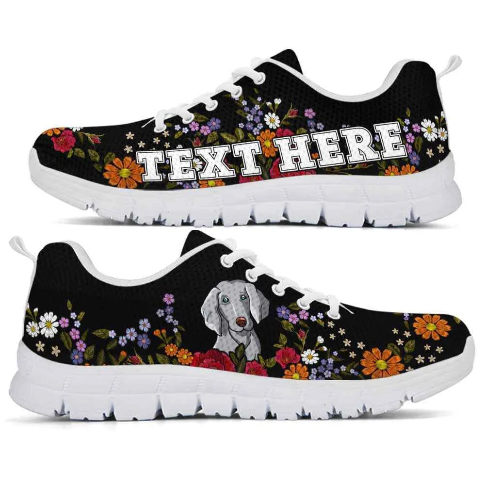 Custom Name Weimaraner Sneaker, Weimaraner Colorful Flower Floral Dog Lovers Sneakers Gym Running Shoes, Best Running Shoes