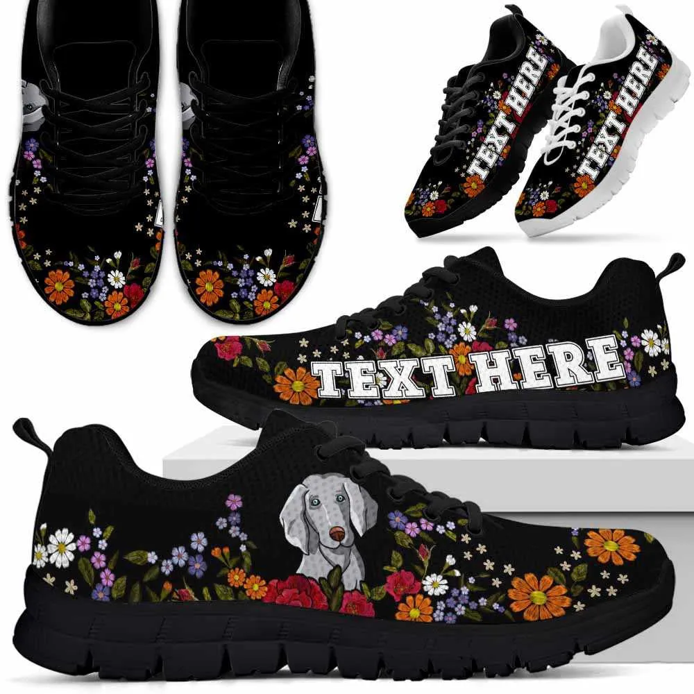 Custom Name Weimaraner Sneaker, Weimaraner Colorful Flower Floral Dog Lovers Sneakers Gym Running Shoes, Best Running Shoes