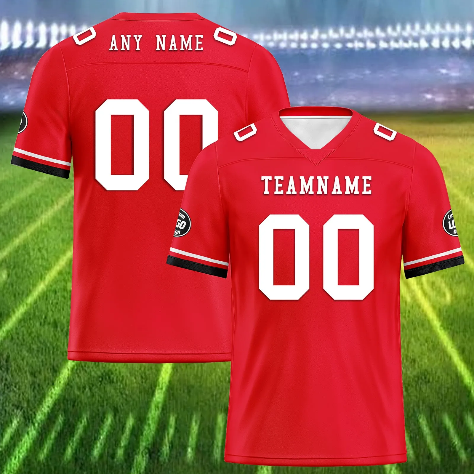 Custom Red Black Houston Football Jersey and Firesoul Sports Shoes Combo Offer Personalized Combo ZH-D020273-12