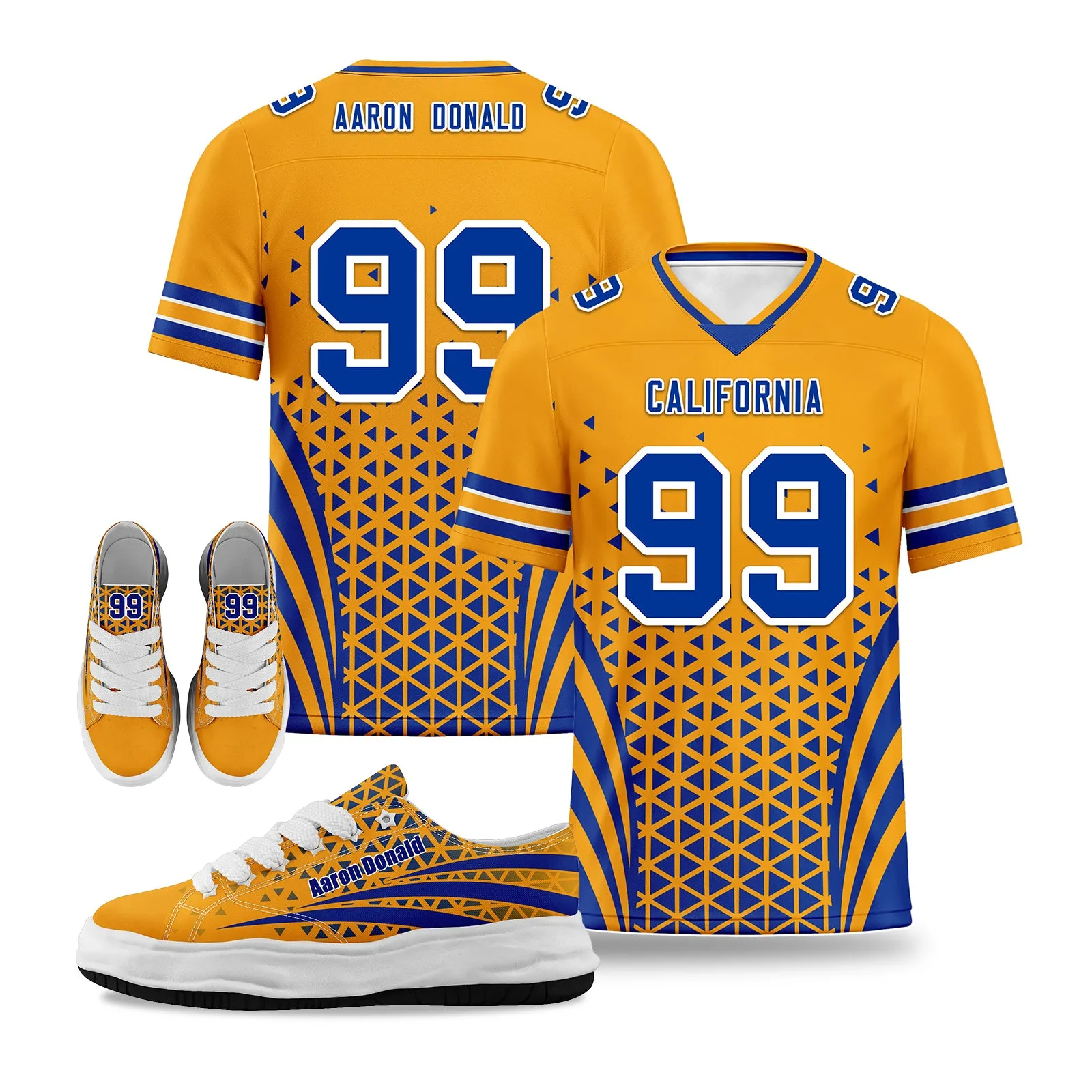 Custom Yellow White California Football Jersey and Sports Shoes Combo Offer Personalized Combo ZH-D023031-15