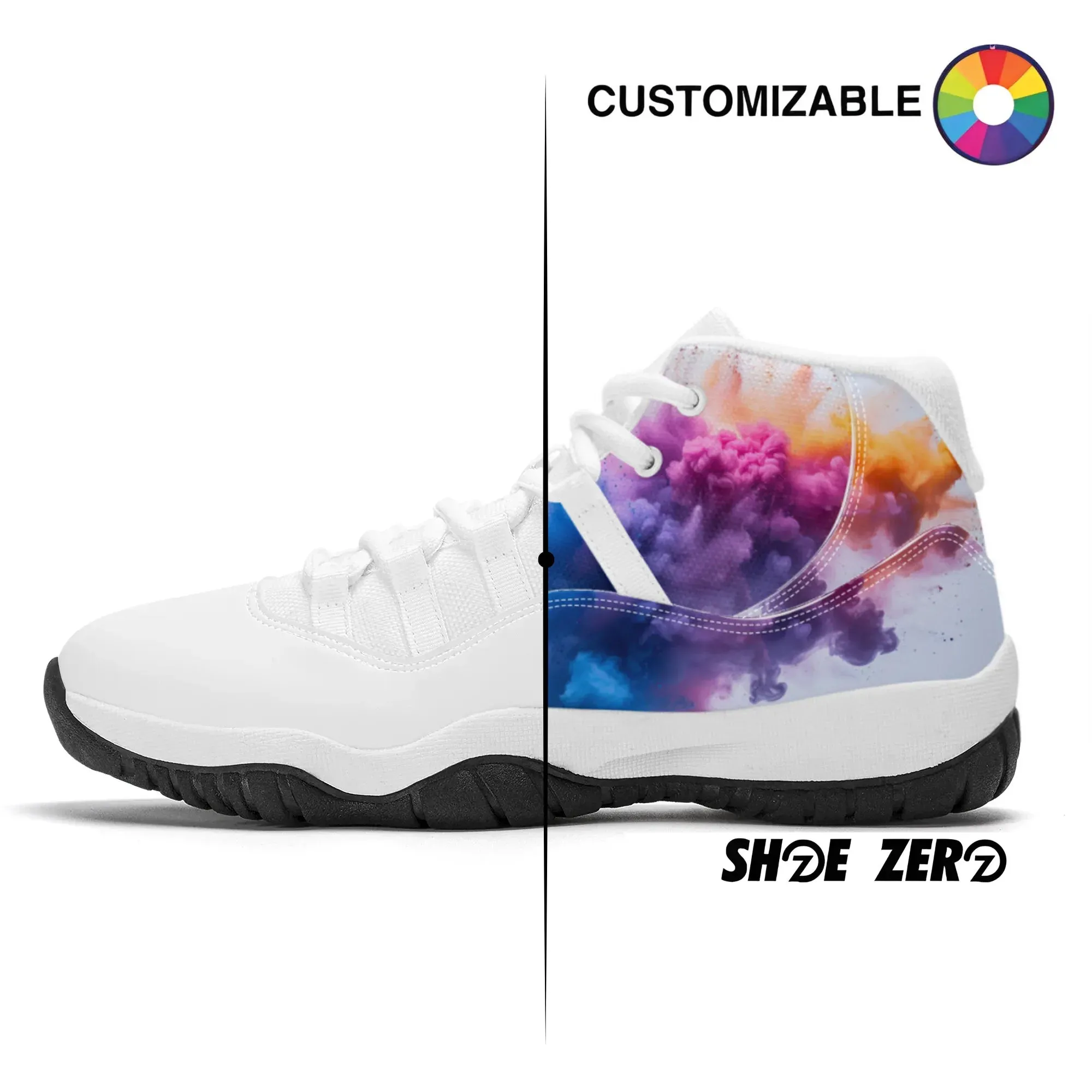 Customizable High Top Air Retro Sneakers (White Lace)