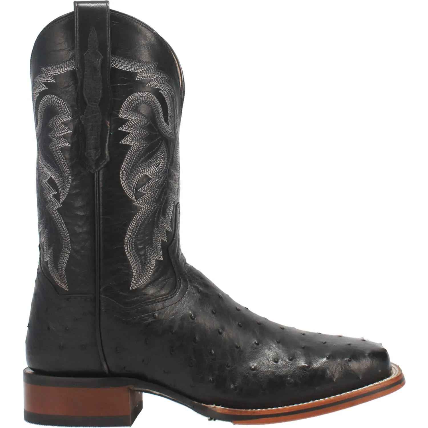 Dan Post DP4873 11" Alamosa Black Full Quill Ostrich Wide Square Toe Boot (SHOP IN-STORES TOO)