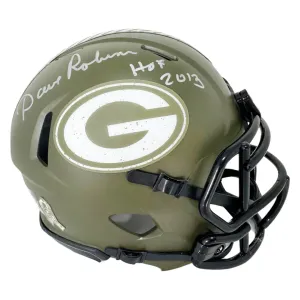 Dave Robinson Signed HOF 13 Inscription Green Bay Packers Salute to Service Speed Mini Football Helmet (JSA)