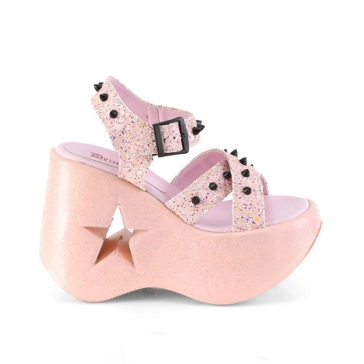 Demonia DYNAMITE-02 | Baby Pink Glitter Sandals