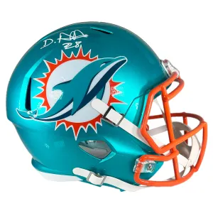 De'Von Achane Signed Miami Dolphins Flash Speed Full-Size Replica Football Helmet (Beckett)