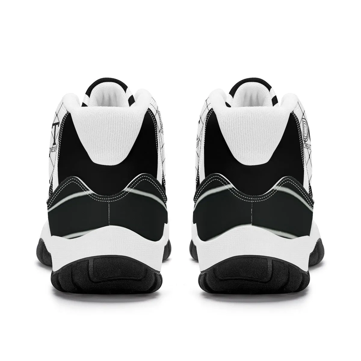 DON'T DX4 White Logo, Black ,White Stripes & Black  High Top Air Retro Sneakers - White