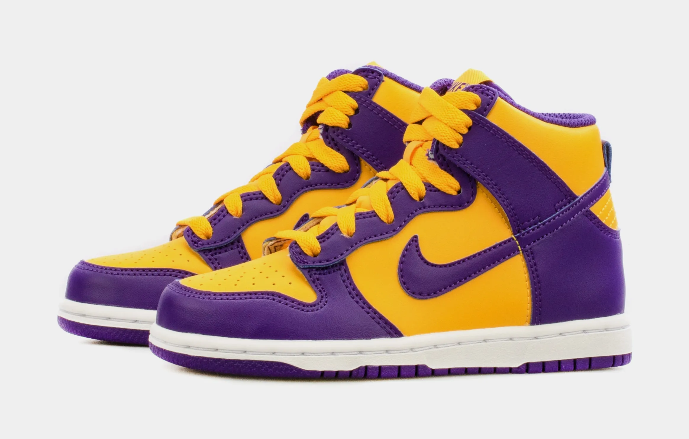 Dunk High Lakers Preschool Lifestyle Shoes (Purple/Yellow)