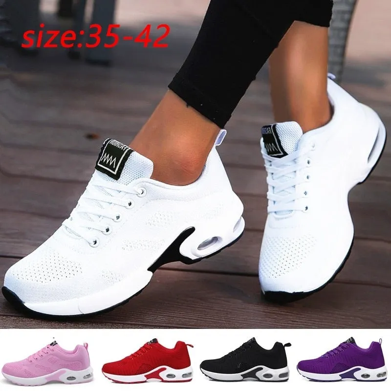 Fashion Lightweight Outdoor Sports Shoes Breathable Mesh Comfort Air Cushion Lace Up Running Shoes Sneakers