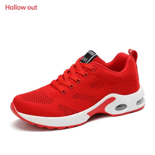 Fashion Lightweight Outdoor Sports Shoes Breathable Mesh Comfort Air Cushion Lace Up Running Shoes Sneakers